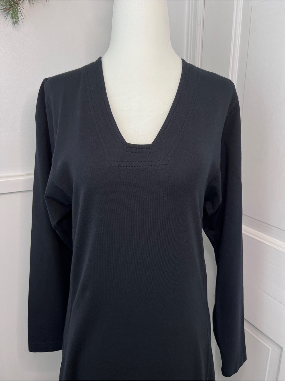 Peruvian Connection Pima Cotton Jersey Essential Midi Sheath Dress in Black - Picture 3 of 8